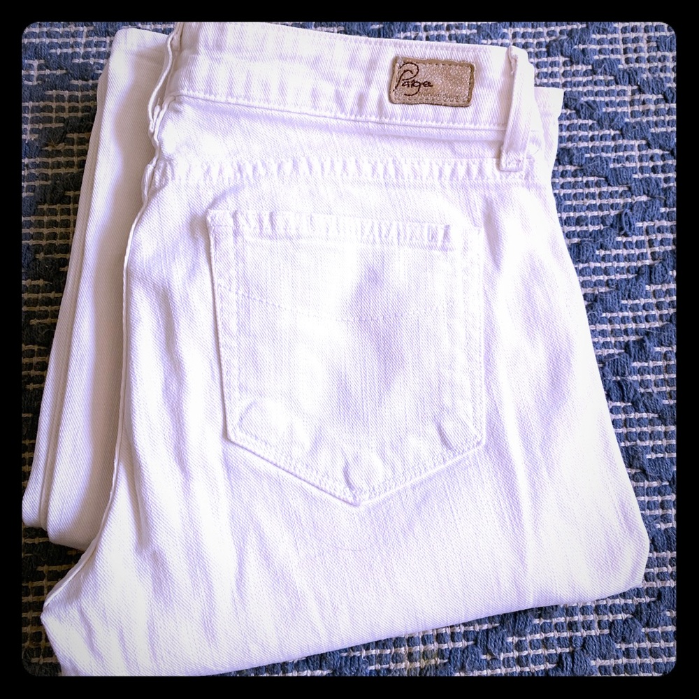 Paige sz 28 boot cut/flared white jeans